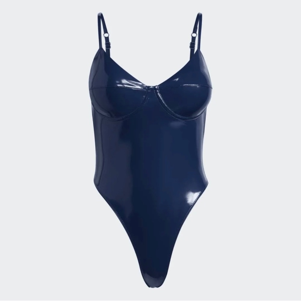 NWT Ivy Park latex Blue Bodysuit sz M